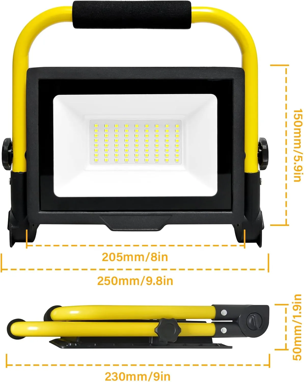 RIGIDON 50W Portable LED Flood Light Outdoor 5000LM Super Bright Outdoor Lights 6000K Daylight White IP66 Waterproof LED Work Light for Garden, Garage, Yard, Sports Ground, Patio, Pathway Porch (50W)