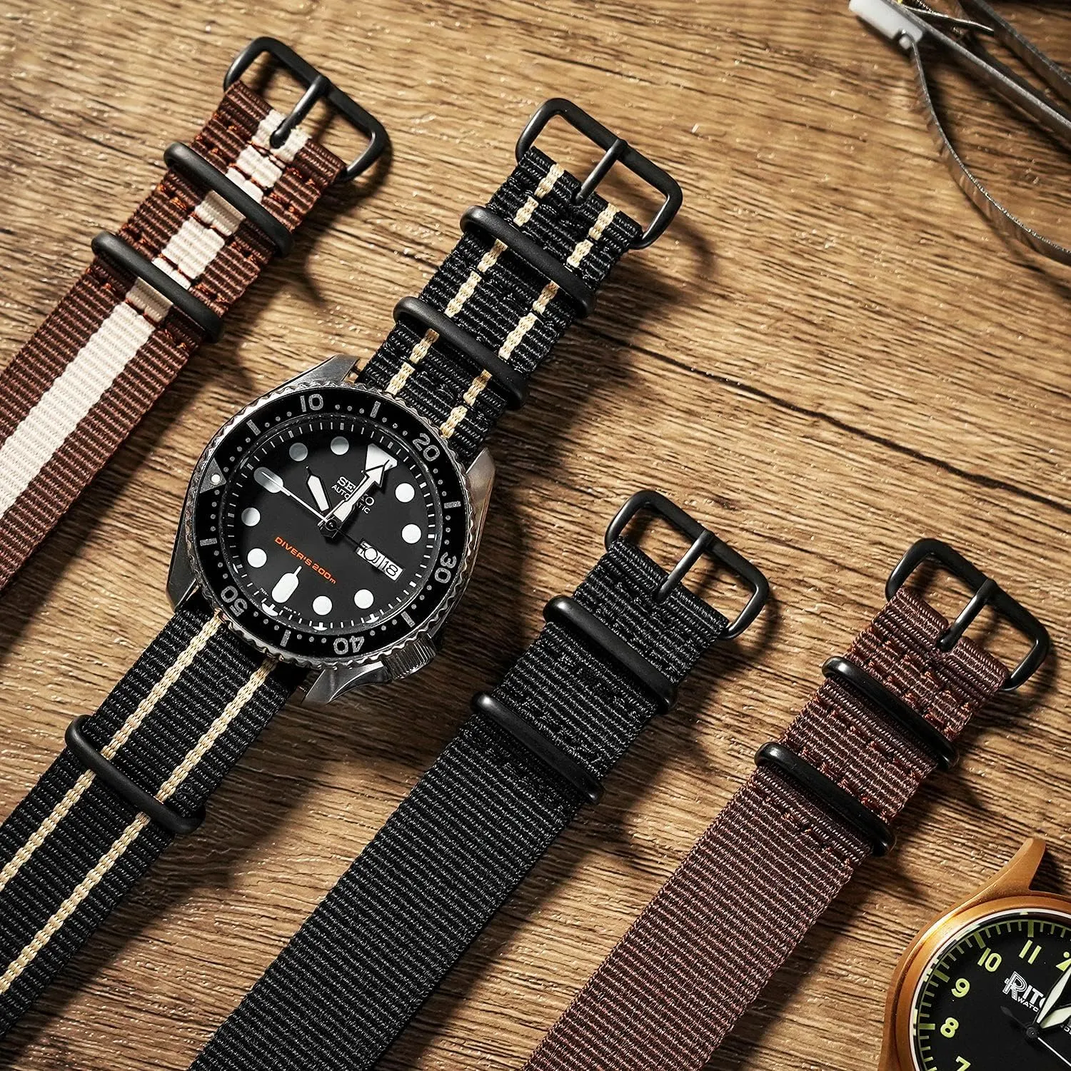 Ritche Christmas Gift Military Ballistic Nylon Strap 16mm 18mm 20mm 22mm Premium Nylon Watch Band Strap With Stainless Steel Buckle (4 Packs), White Elephant Gifts, Stocking Stuffers for Men