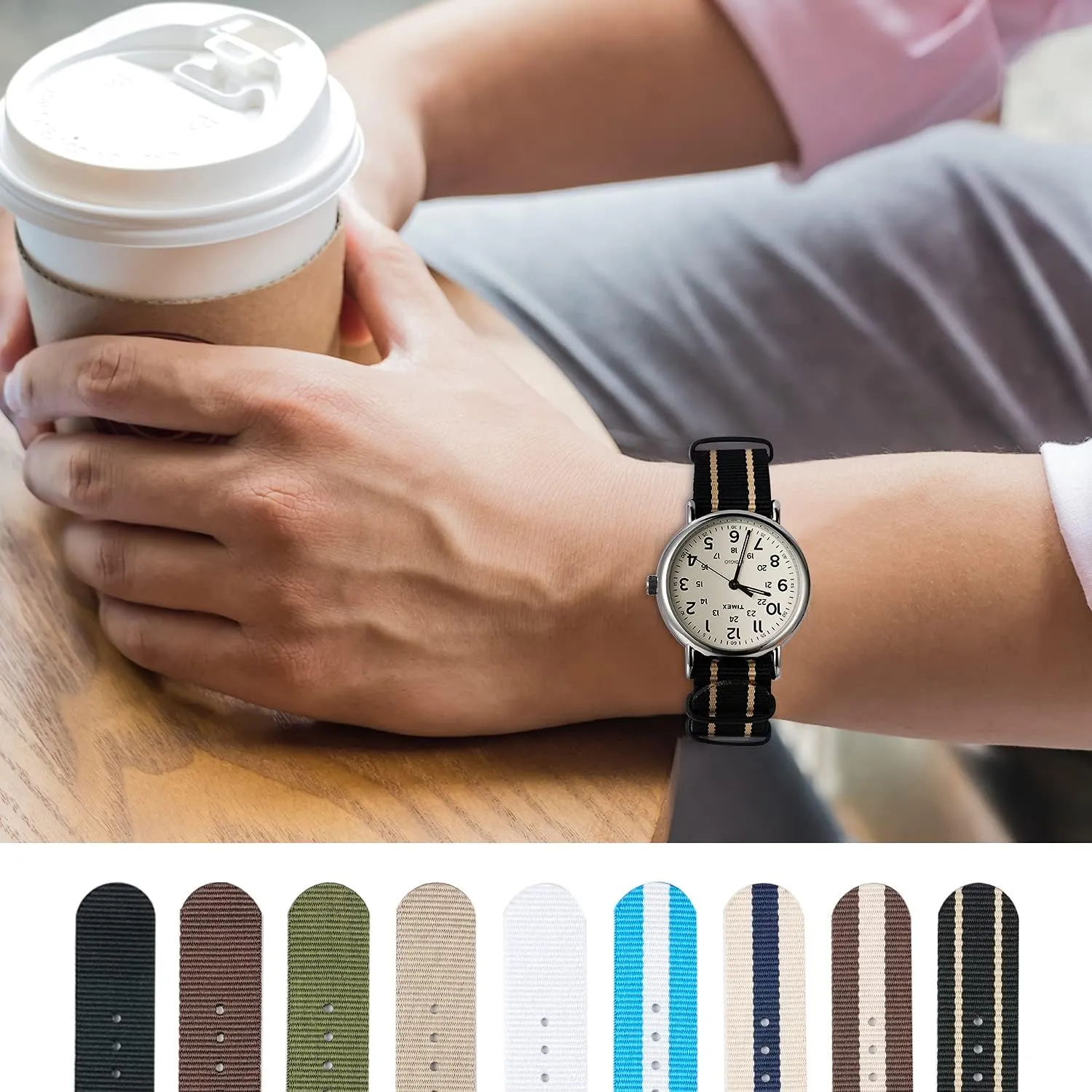 Ritche Christmas Gift Military Ballistic Nylon Strap 16mm 18mm 20mm 22mm Premium Nylon Watch Band Strap With Stainless Steel Buckle (4 Packs), White Elephant Gifts, Stocking Stuffers for Men