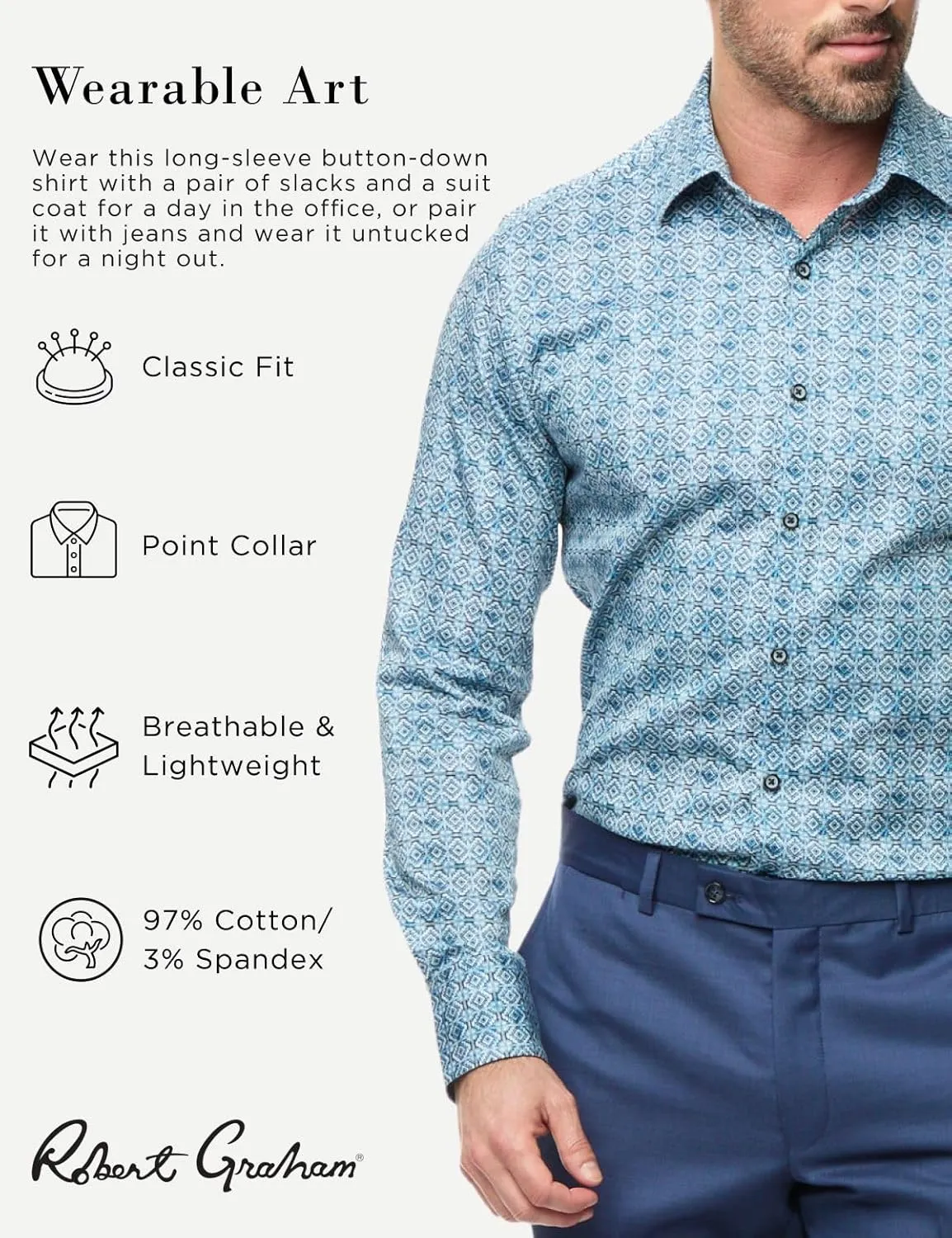 Robert Graham Men's Frisco Long Sleeve Woven Button Down Shirt