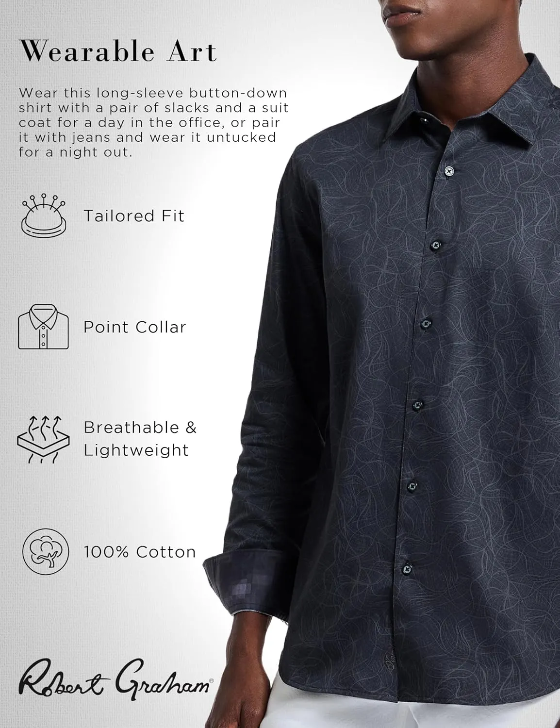Robert Graham Mens Stelvio Long Sleeve Button Down Woven Shirt