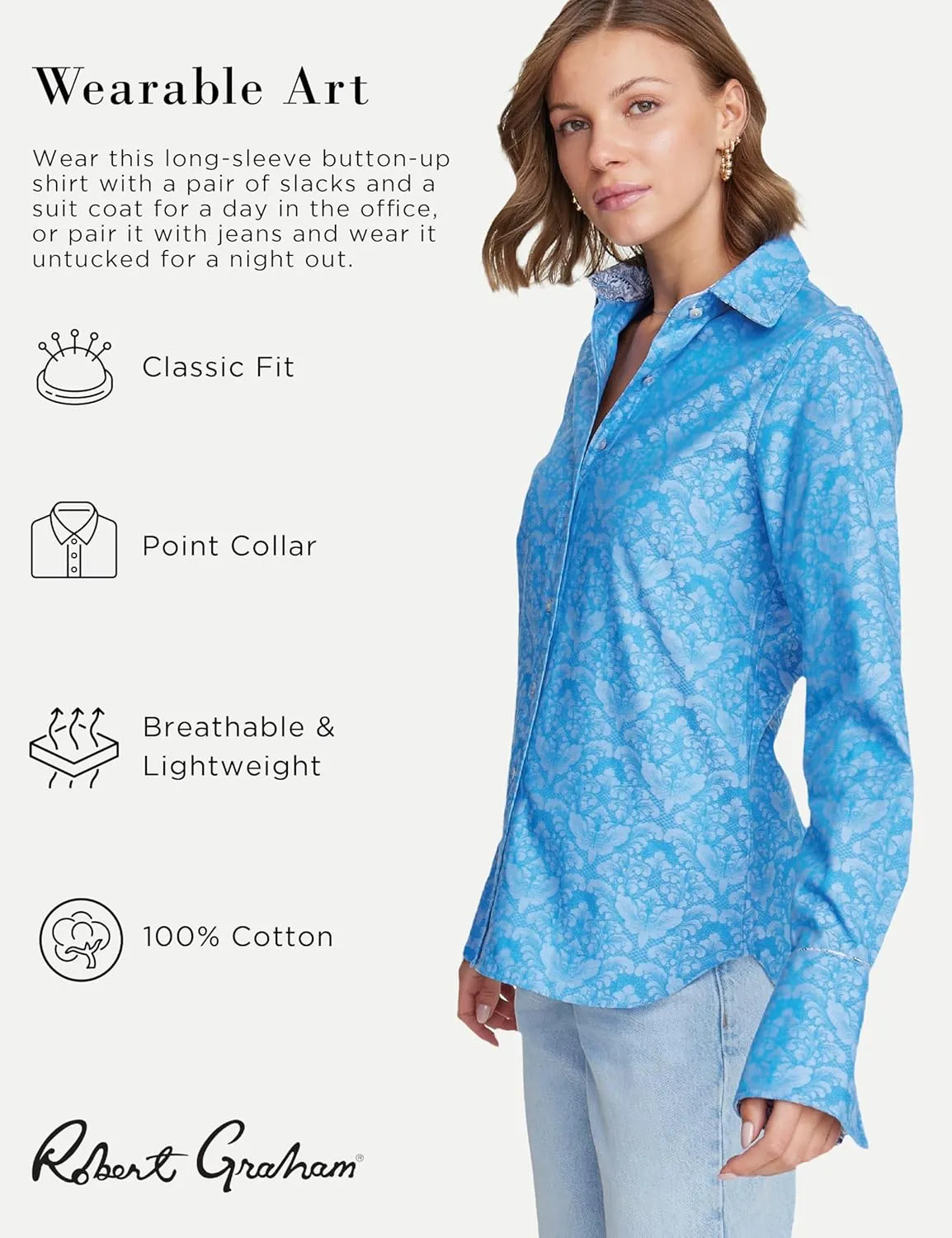 Robert Graham Womens Priscilla Long Sleeve Woven Button Down Shirt