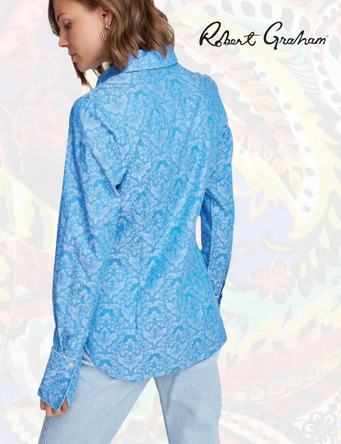 Robert Graham Womens Priscilla Long Sleeve Woven Button Down Shirt