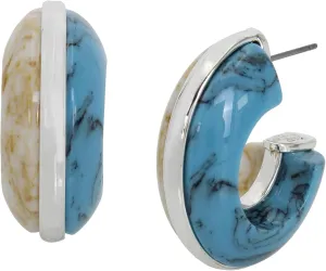 Robert Lee Morris Soho Womens Mixed Stone Chunky Hoop Earrings, Multi/Silver 3