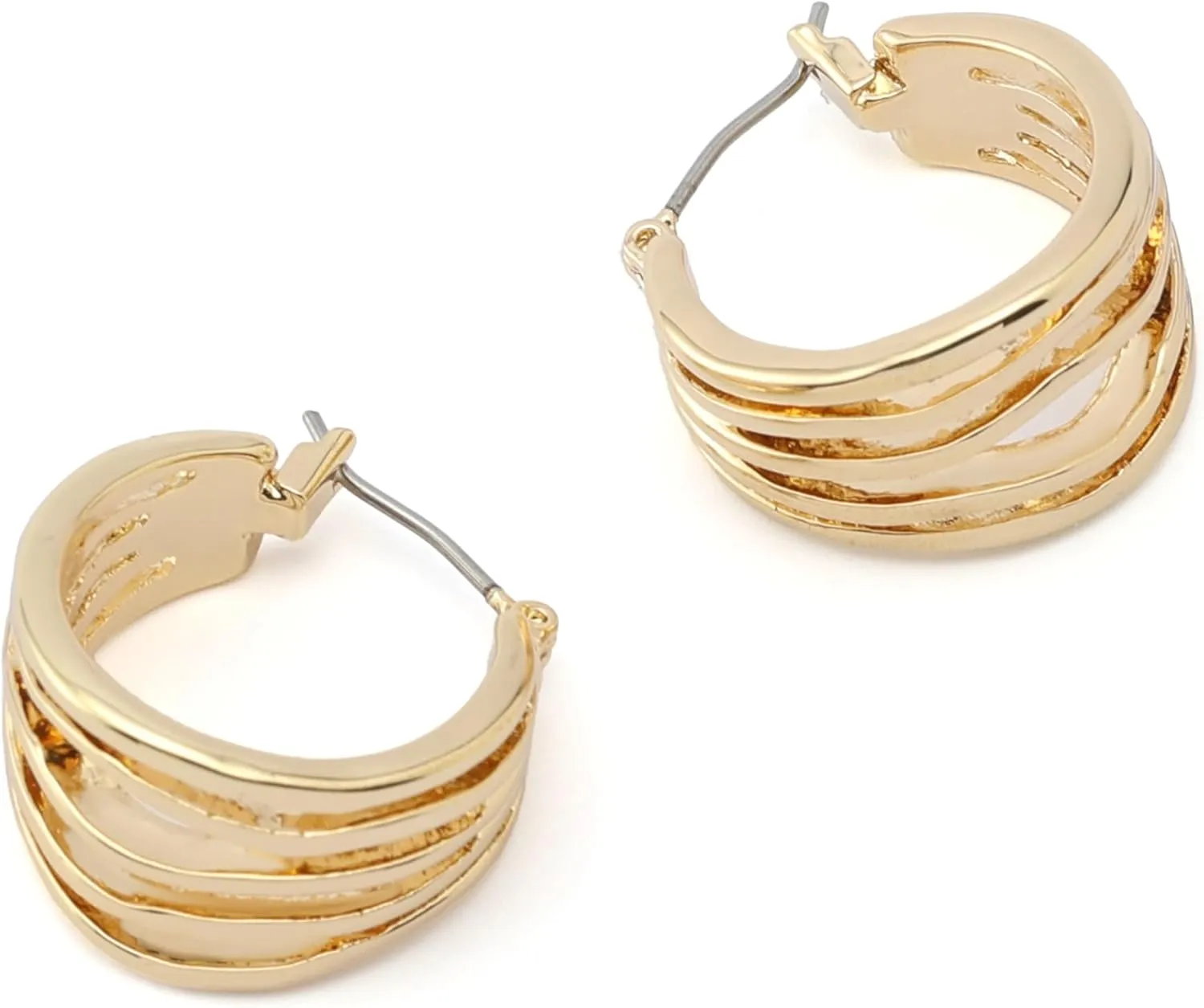 Robert Lee Morris Soho Women's Sculpted Multi Row Huggie Earrings