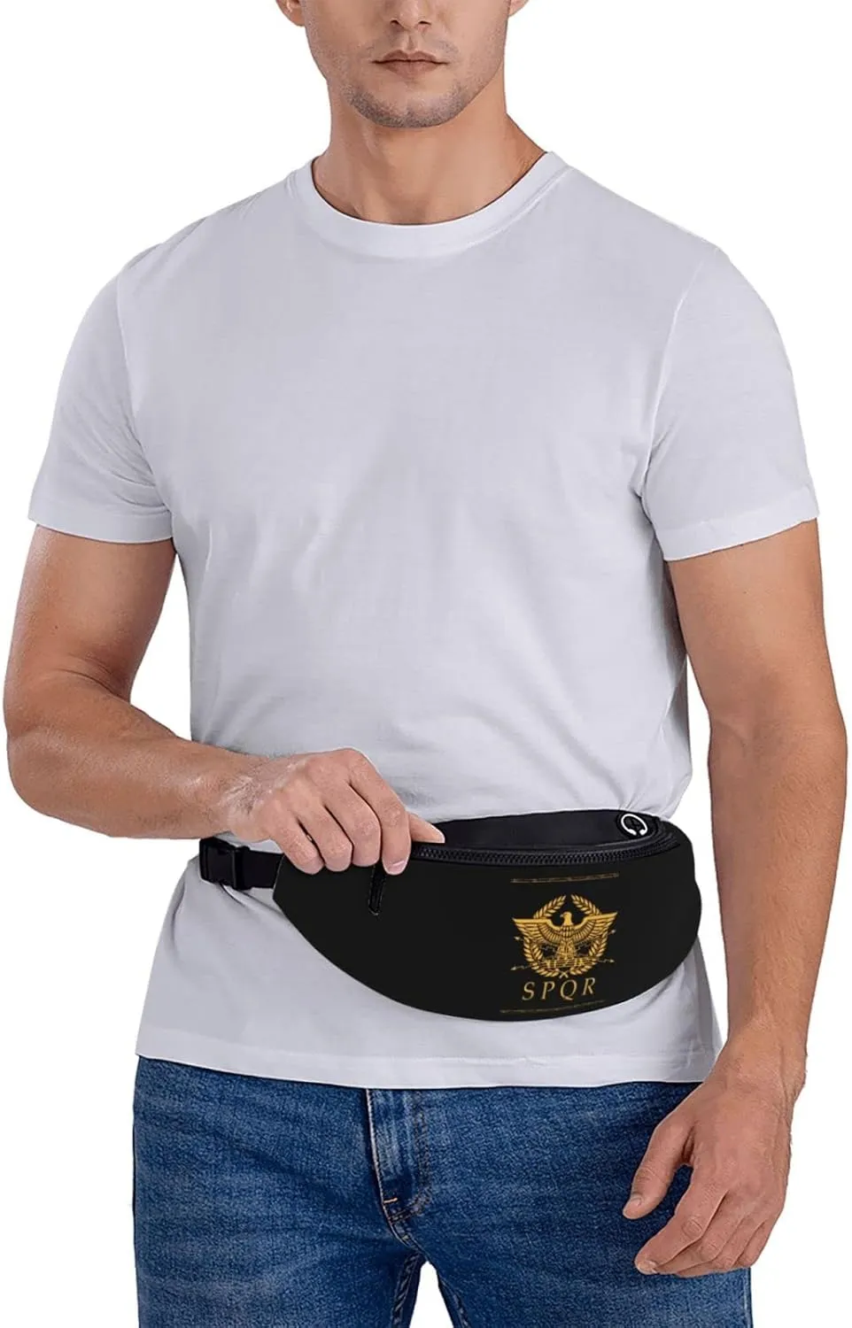 Roman Senate Roman Emblem Unisex Adjustable Waist Bag Outdoor Sports Running Waist Bag Business Travel Phone Bag