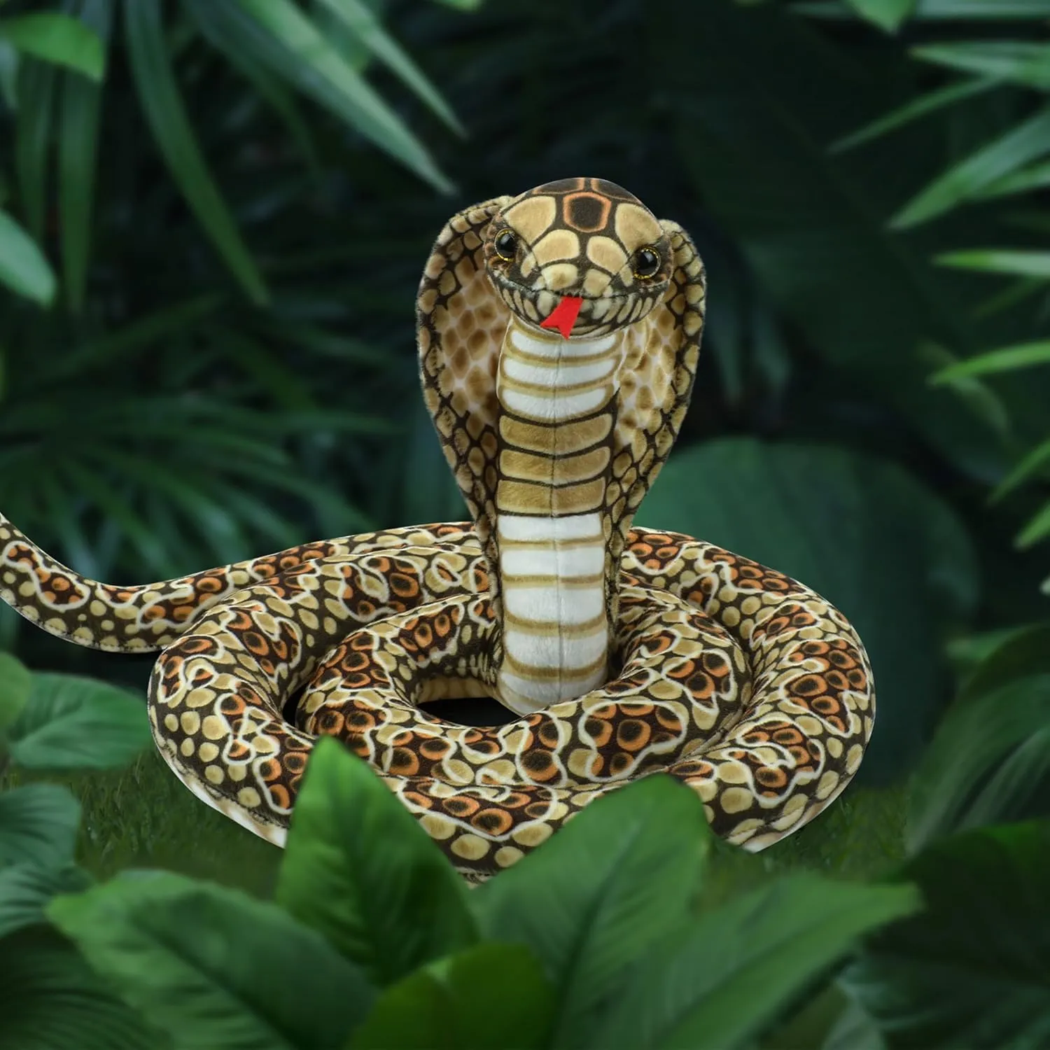 Romart Cobra Snake Stuffed Animals: 67-inch Large Realistic Cobra Plush Toy Giant Long Lifelike Stuffed Animals Snake Plushie Gifts for Kids Boys Girls Christmas, Wild Animals Party Decor (Brown)