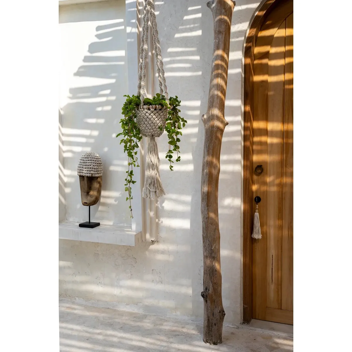 Rootz Twisted Macramé Plant Holder - Hanging Basket - Indoor Plant Hanger - Eye Catching Décor - 30cm x 30cm x 135cm