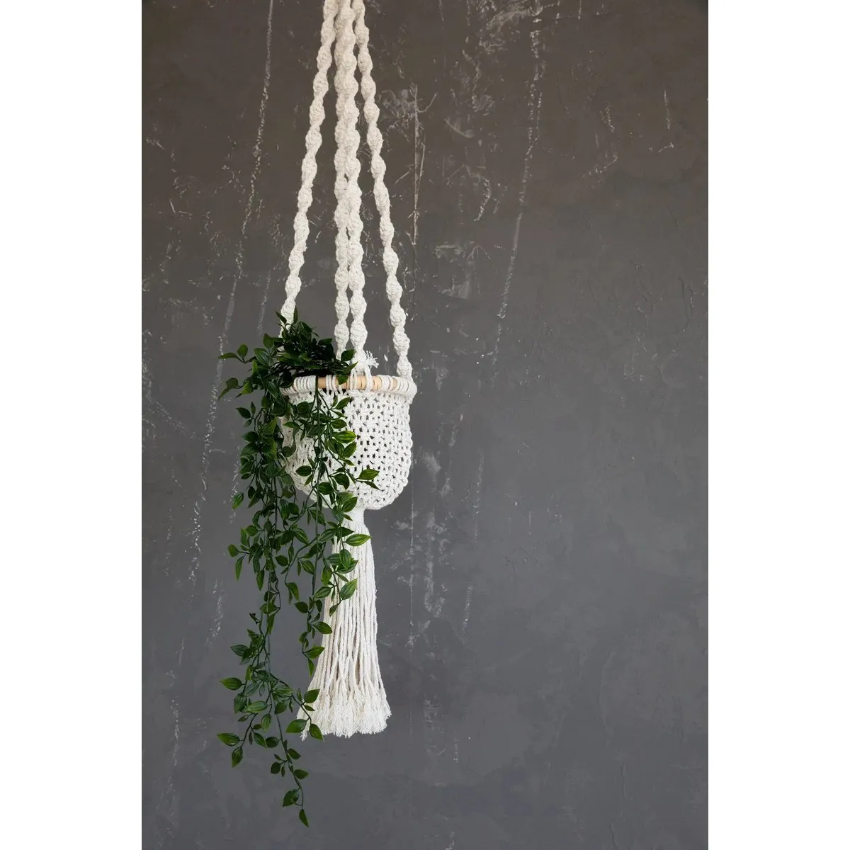 Rootz Twisted Macramé Plant Holder - Hanging Basket - Indoor Planter - Decorative Touch - 25cm x 135cm x 25cm
