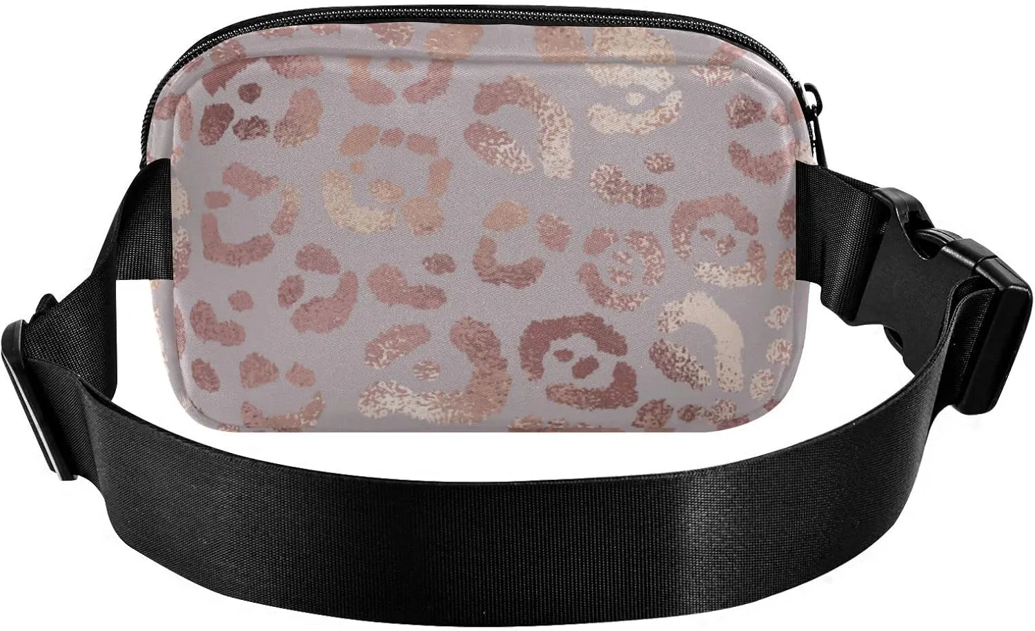 Rose Gold Leopard Fanny Packs for Women Men Belt Bag with Adjustable Strap Fashion Waist Packs Crossbody Bag Waist Pouch for Outdoor Hiking Running Travel