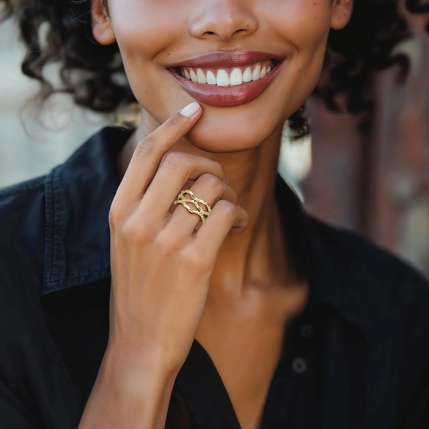 Ross-Simons 14kt Yellow Gold Wavy Open-Space Ring