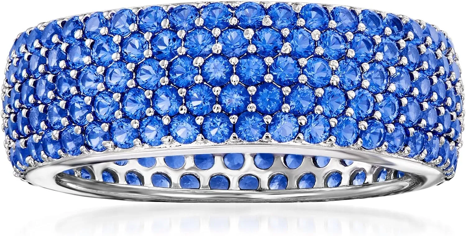 Ross-Simons 2.90 ct. t.w. Simulated Sapphire Multi-Row Eternity Band in Sterling Silver