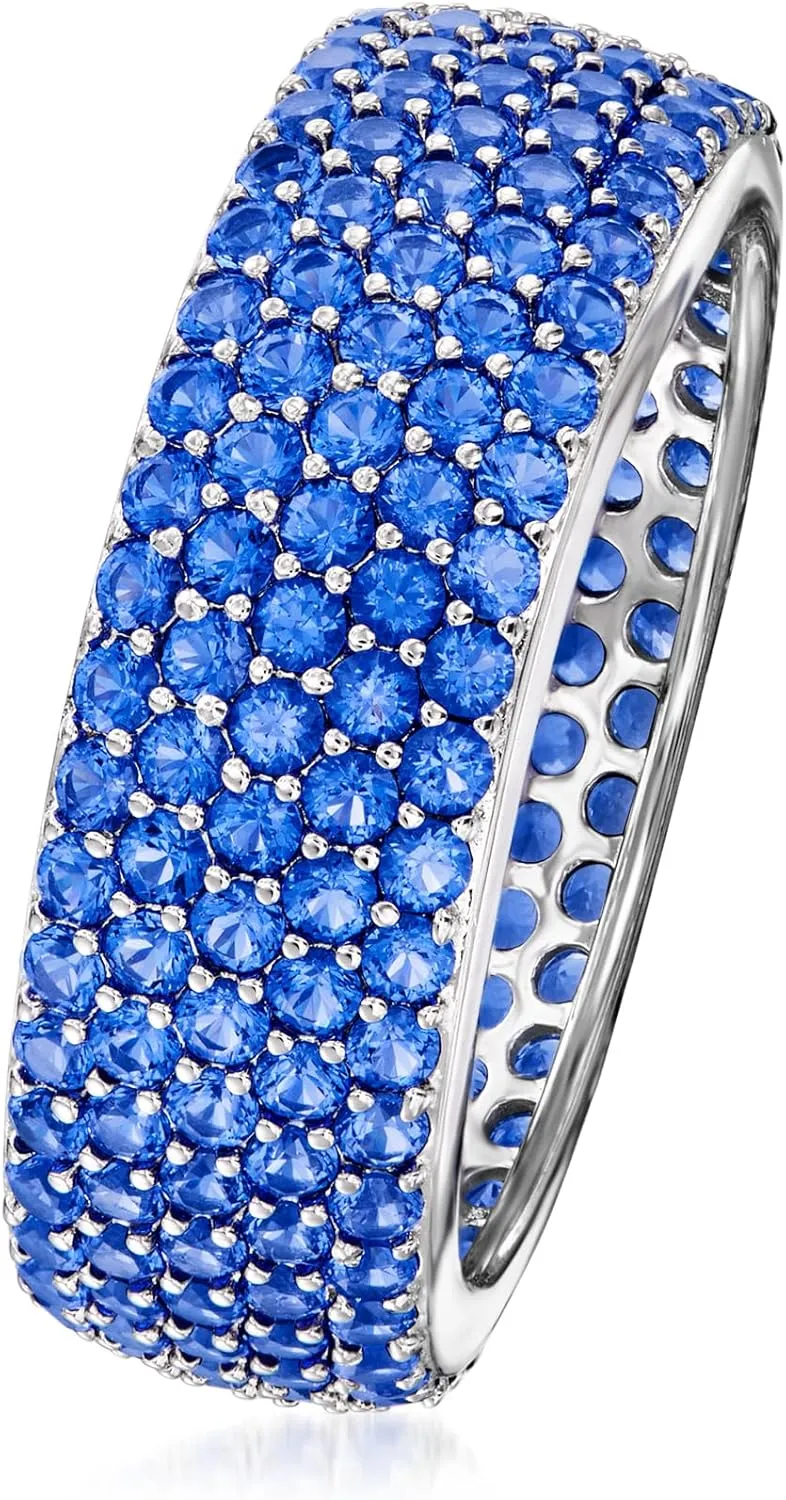 Ross-Simons 2.90 ct. t.w. Simulated Sapphire Multi-Row Eternity Band in Sterling Silver