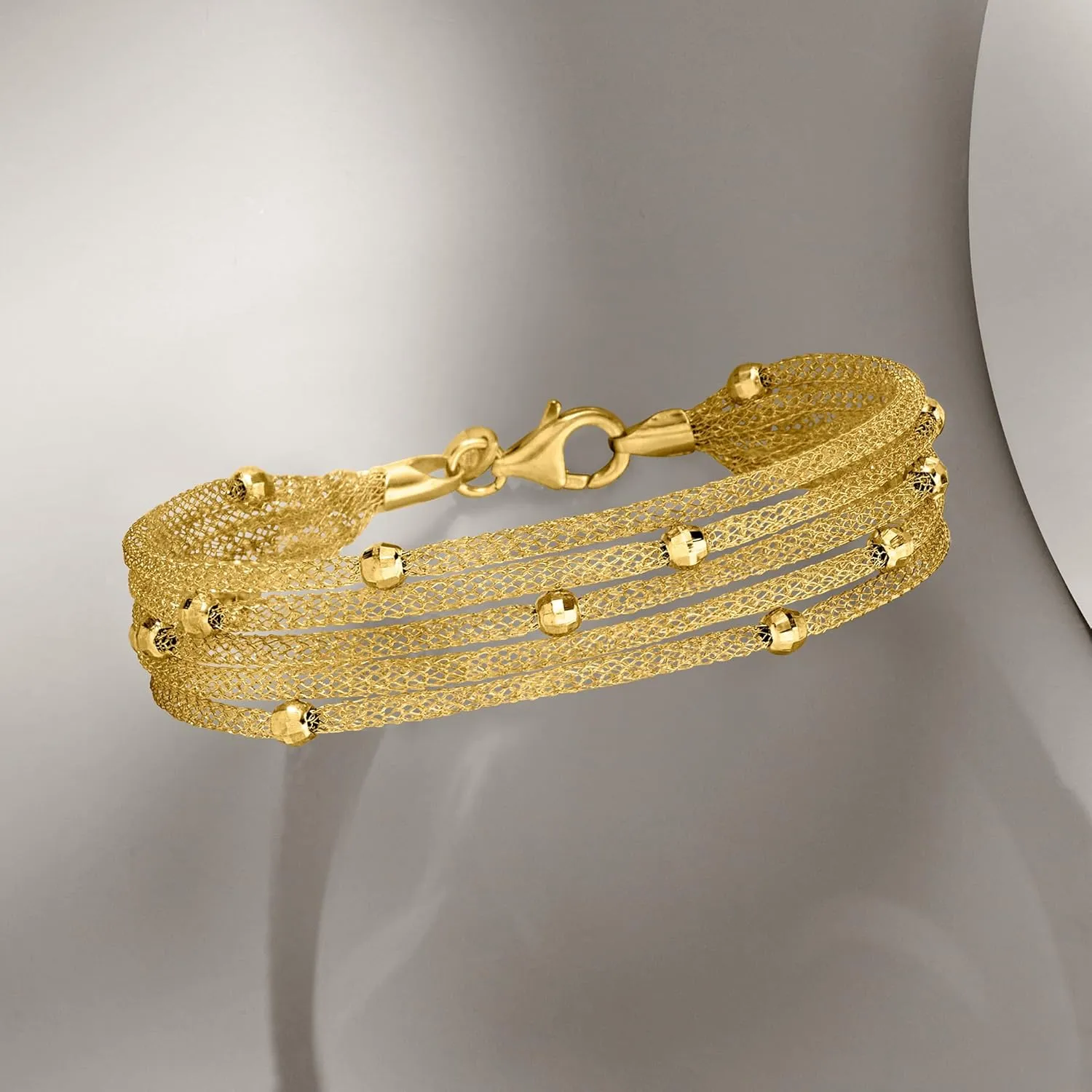 Ross-Simons Italian 18kt Gold Over Sterling Multi-Strand Mesh Bracelet