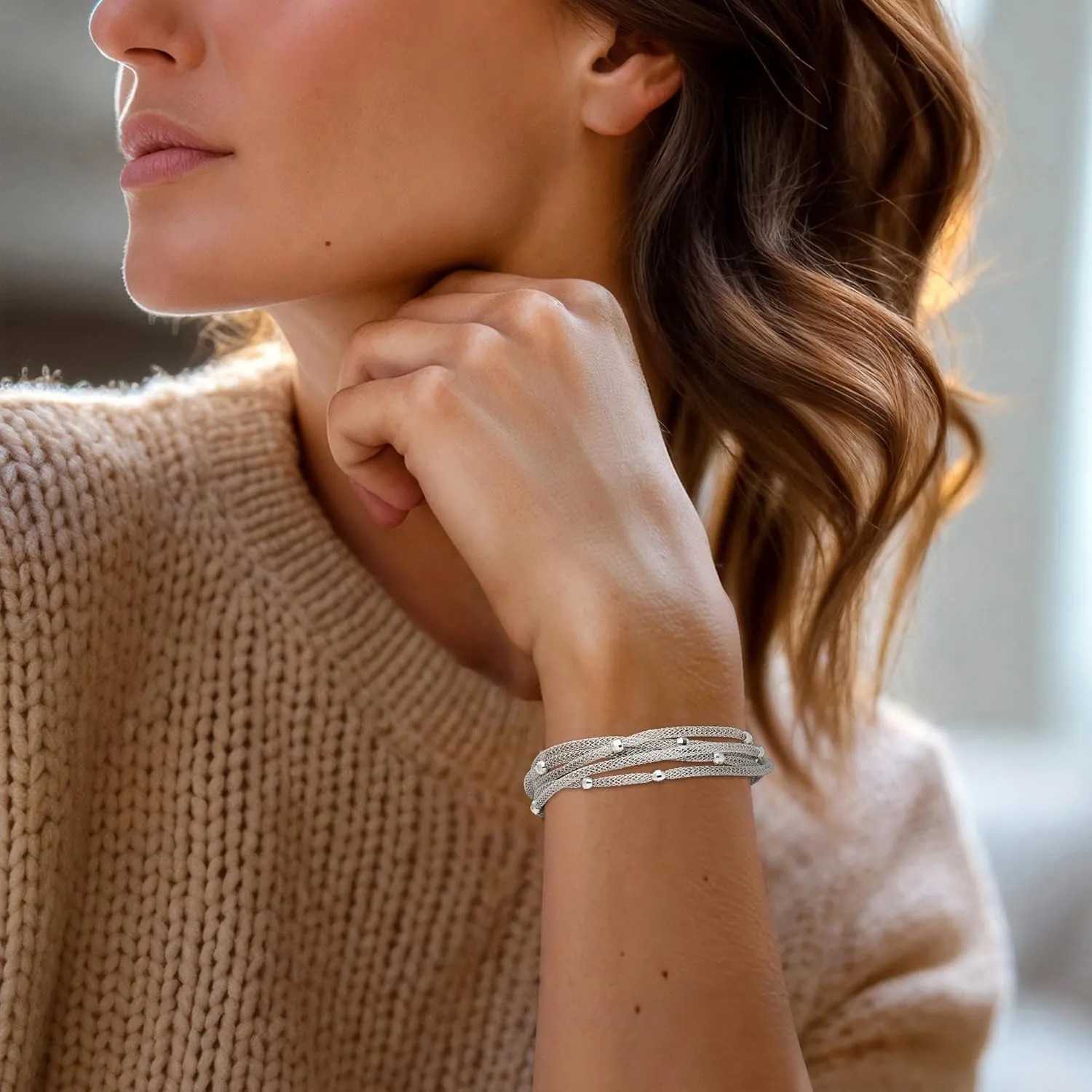 Ross-Simons Italian Sterling Silver Multi-Strand Mesh Bracelet