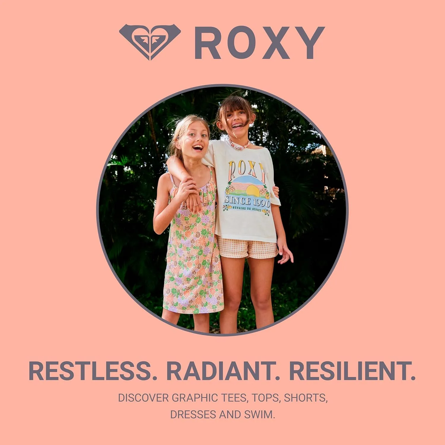 Roxy Girls' Short Sleeve Boyfriend Fit Logo Tee, Crew Neck Graphic T-Shirt, Soft & Comfortable