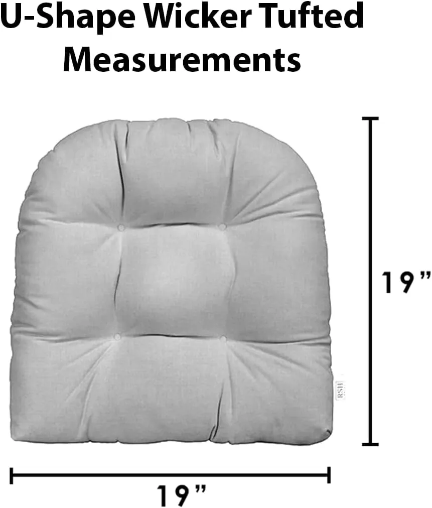RSH DECOR: Sunbrella Tufted Wicker U-Shape Cushions Set of 2 | 19” x 19” | Water and Fade-Resistant Performance Fabric | Outdoor Seat Cushions for Patio Furniture | Canvas Burgundy
