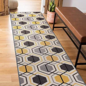 Rugshop Contemporary Geometric Stripe Carpet for Living Room,Bedroom,Home Office,Kitchen Non-Slip Runner Rug (Non-Skid) 2' X 7' (22" X 84") Yellow
