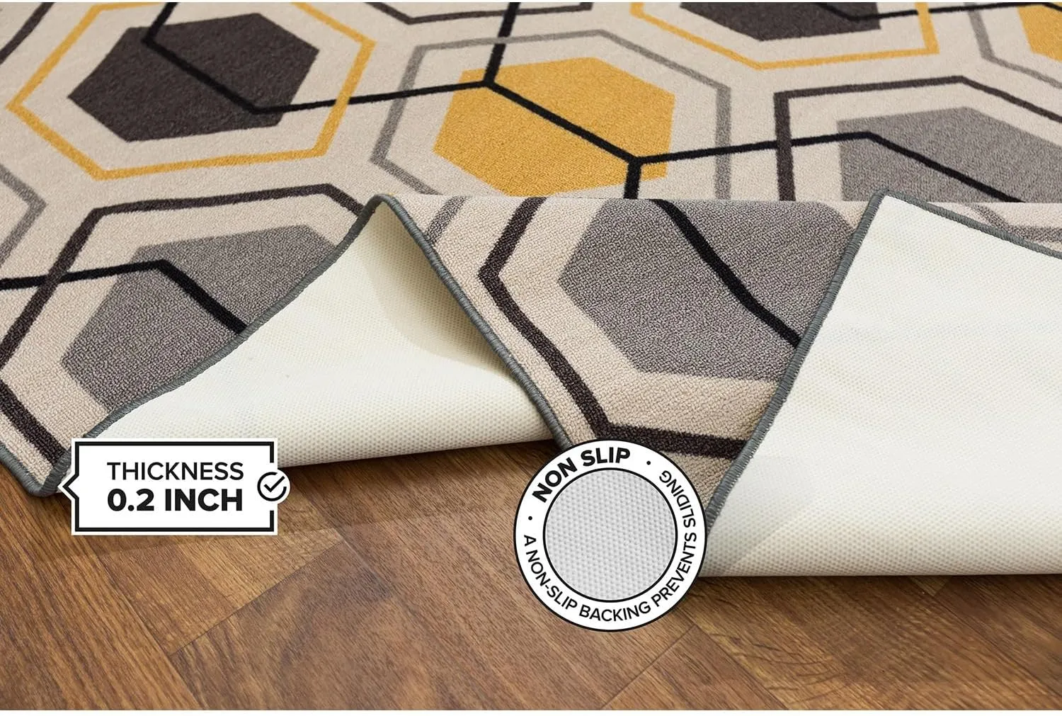 Rugshop Contemporary Geometric Stripe Carpet for Living Room,Bedroom,Home Office,Kitchen Non-Slip Runner Rug (Non-Skid) 2' X 7' (22" X 84") Yellow