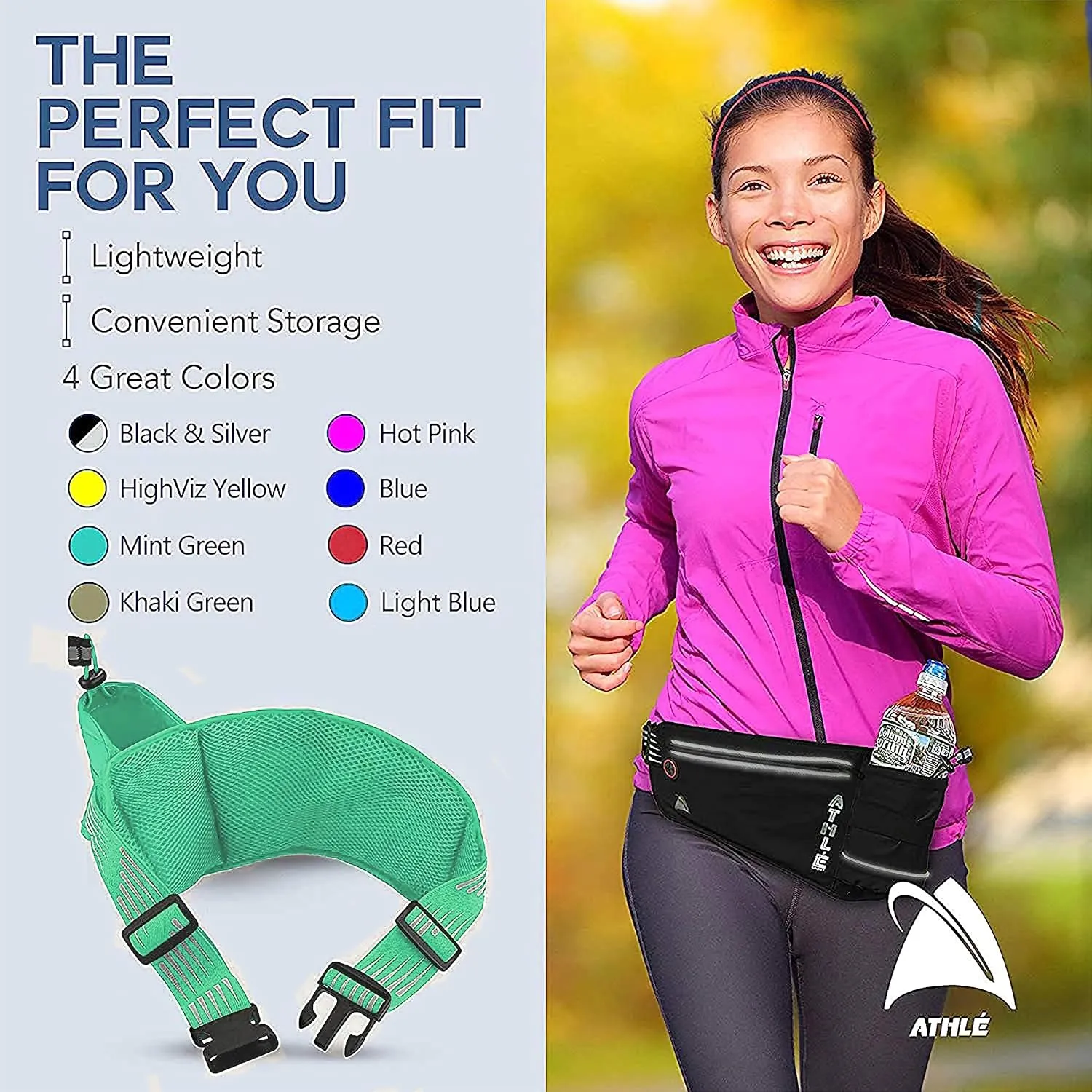 Running Fanny Pack with Water Bottle Holder - Adjustable Running Belt With Water Bottle Holder and Pouch - One Size Fits All Travel Fanny Pack