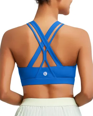 RUNNING GIRL Sports Bra for Women, Medium-High Support Criss-Cross Back Strappy Padded Sports Bras Supportive Workout Tops