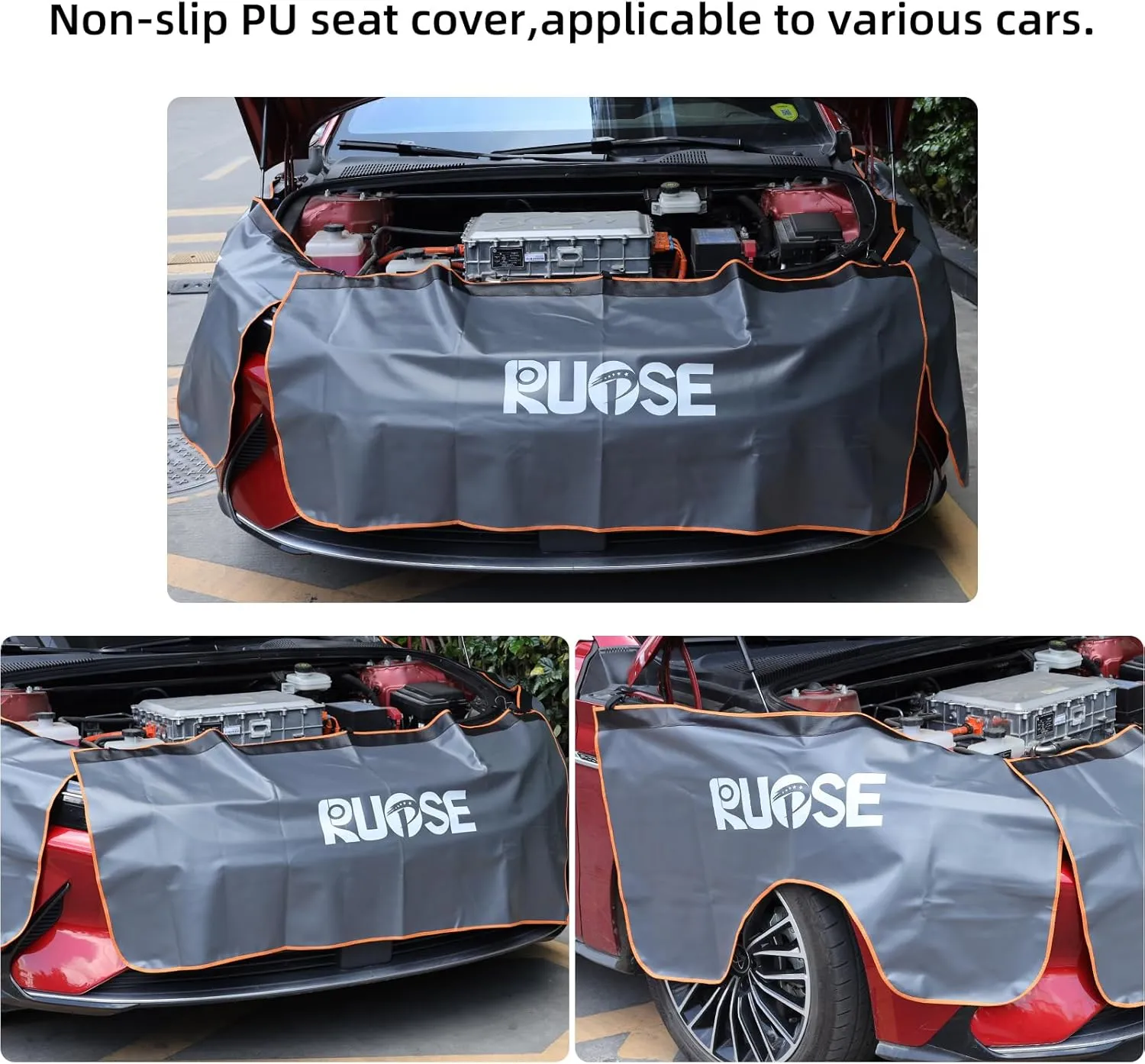 RUPSE 3 Pcs Fender Protectors for Mechanics,Microfiber Leather Car Fender Cover Mats Pads,Mechanic Magnetic Fender Protector Mat with Hooks