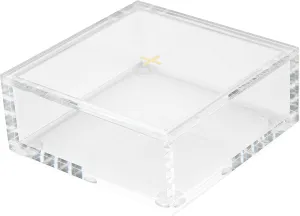 russell hazel Acrylic Bloc Desktop or Drawer Stackable Organizer, Office Supplies, Clear, with Lid, 4” x 4” x 1.5”