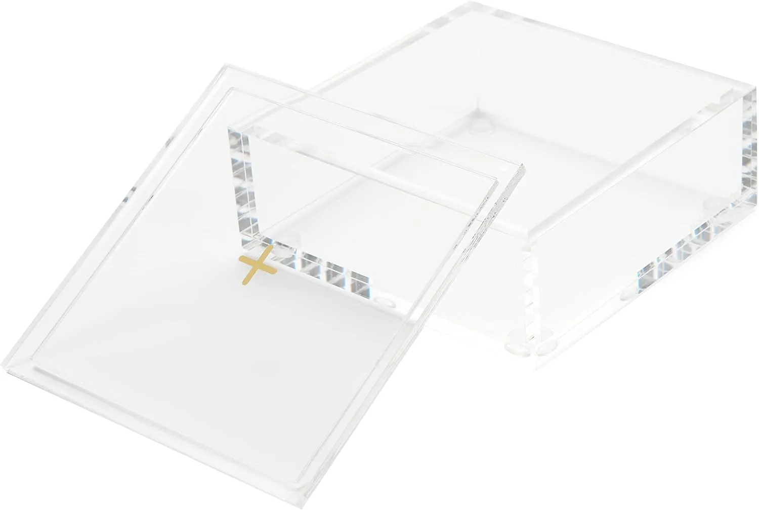 russell hazel Acrylic Bloc Desktop or Drawer Stackable Organizer, Office Supplies, Clear, with Lid, 4” x 4” x 1.5”