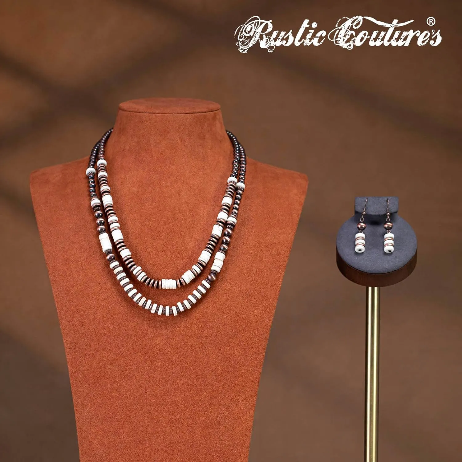 Rustic Couture's Western Turquoise Jewelry Set for Women Multi Layer Necklaces Navajo Cowgirl Beaded Neacklaces