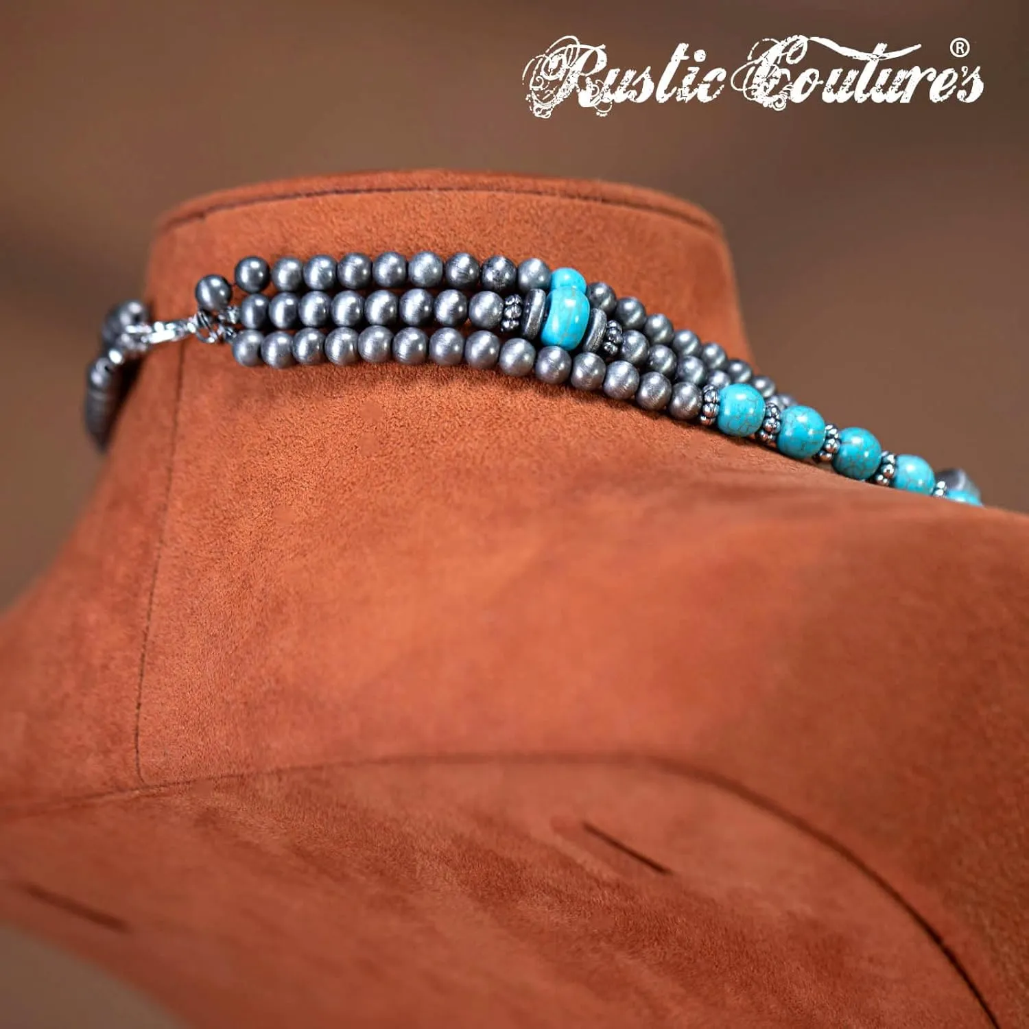 Rustic Couture's Western Turquoise Jewelry Set for Women Multi Layer Necklaces Navajo Cowgirl Beaded Neacklaces