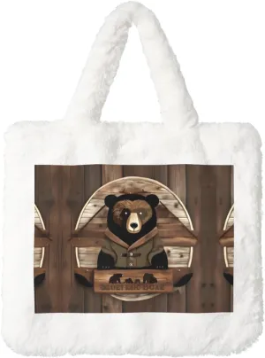 Rustic Lodge Bear Plush Handbag for Women - Perfect for Keys, Lipstick, and More - Ideal Gift for Christmas, Valentine's Day