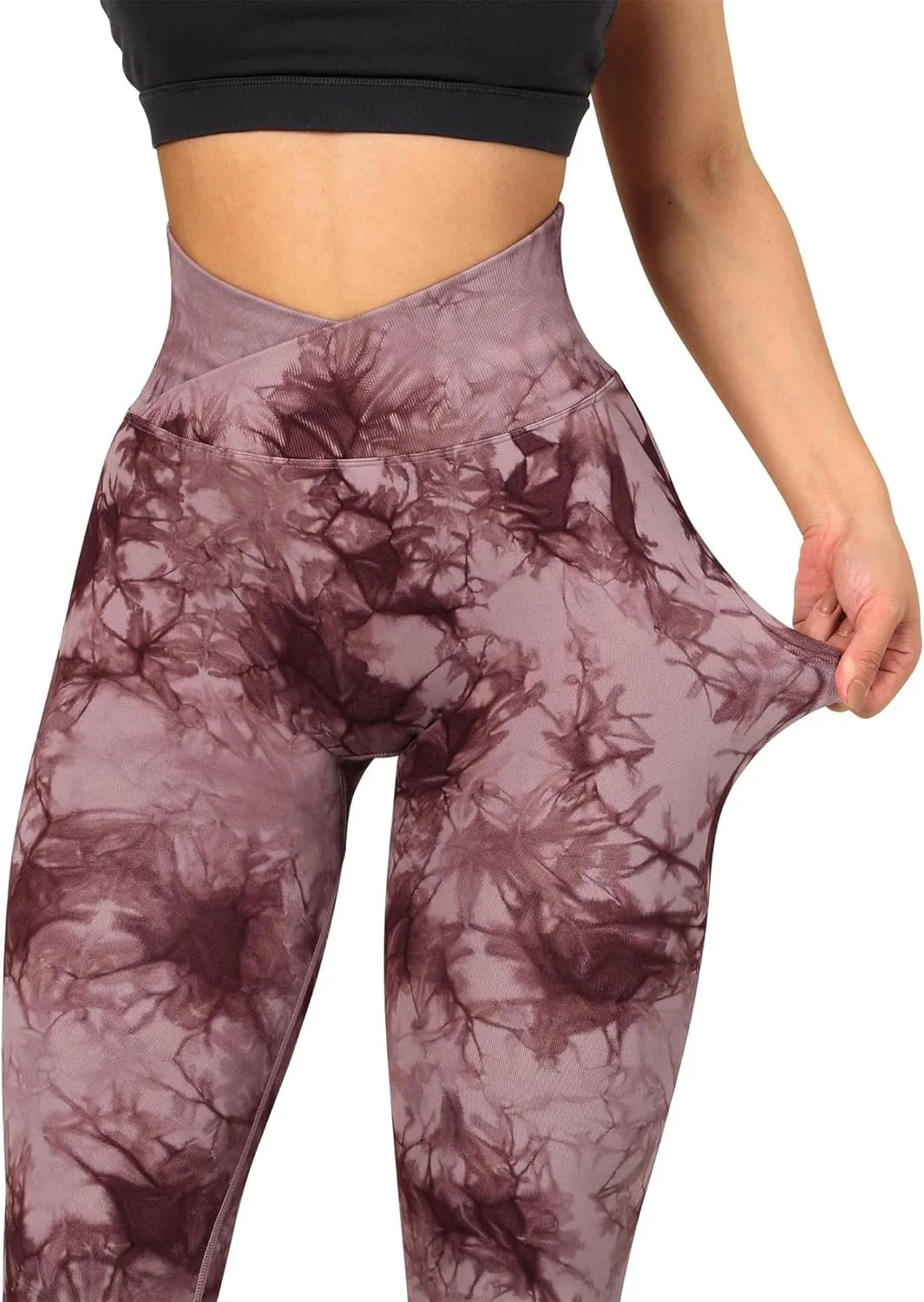 RXRXCOCO Women Seamless Crossover Leggings High Waisted Butt Lifting Workout Yoga Pants