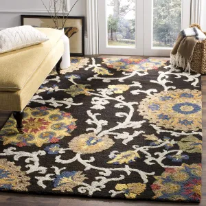SAFAVIEH Blossom Collection 5' x 8' Charcoal / Multi BLM401A Handmade Premium Wool Area Rug