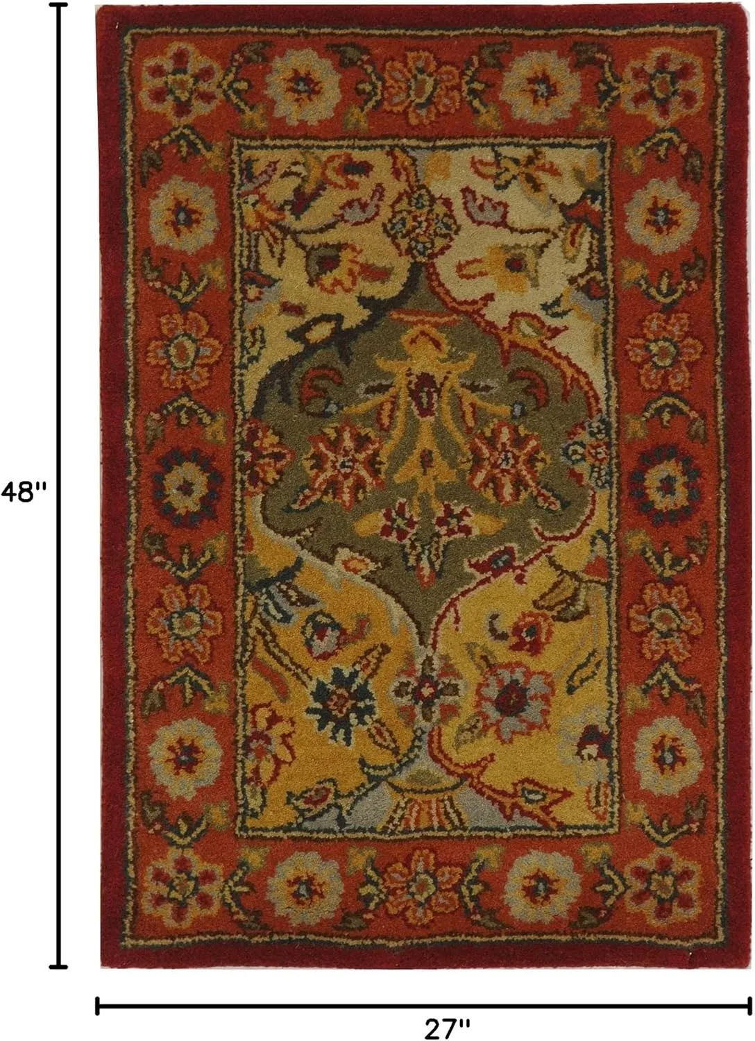SAFAVIEH Heritage Collection 2'3" x 4' Multi / Red HG510B Handmade Traditional Oriental Premium Wool Accent Rug