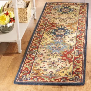 SAFAVIEH Heritage Collection Runner Rug - 2'3" x 20', Multi & Burgundy, Handmade Traditional Oriental Wool, Ideal for High Traffic Areas in Living Room, Bedroom (HG911A)