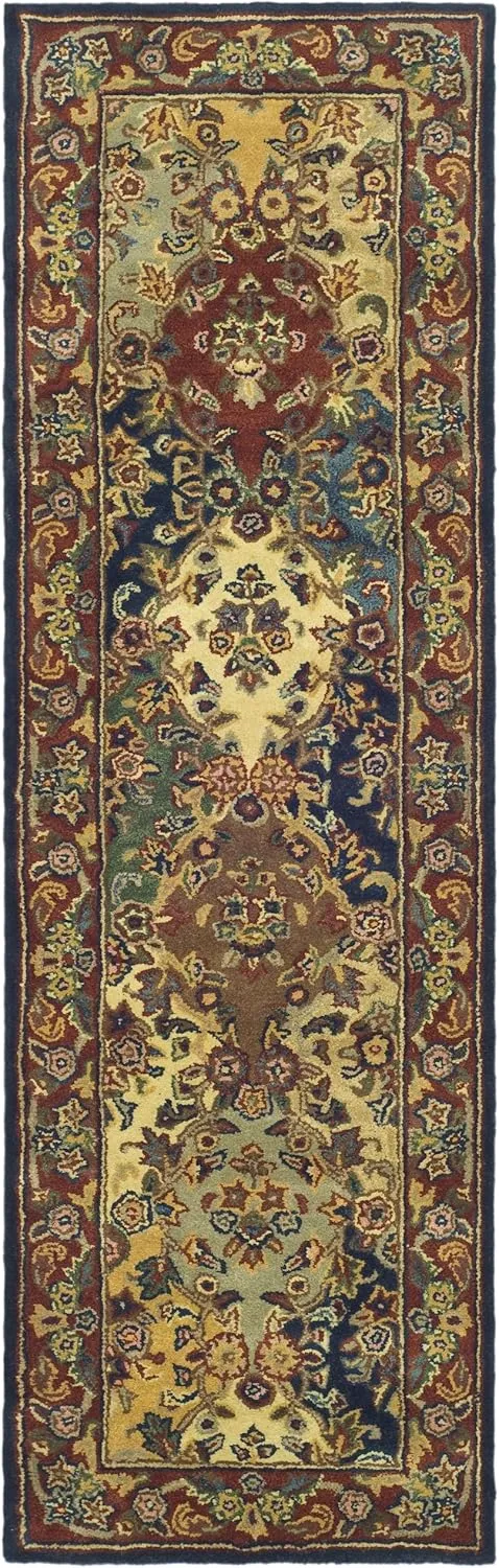 SAFAVIEH Heritage Collection Runner Rug - 2'3" x 20', Multi & Burgundy, Handmade Traditional Oriental Wool, Ideal for High Traffic Areas in Living Room, Bedroom (HG911A)