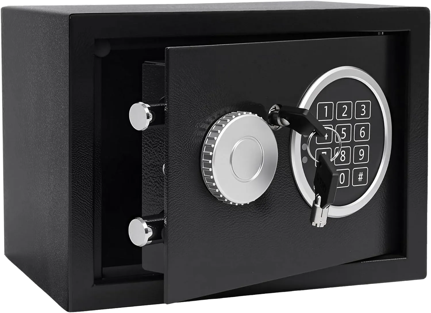 Safe Box 0.21 Cubic Feet Steel Security with Digital Keypad-Electronic Safe for Home Office Hotel Business, Cash & Jewelry & Documents, 2 Emergency Keys Included(BLACK)