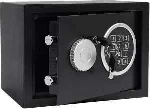 Safe Box 0.21 Cubic Feet Steel Security with Digital Keypad-Electronic Safe for Home Office Hotel Business, Cash & Jewelry & Documents, 2 Emergency Keys Included(BLACK)