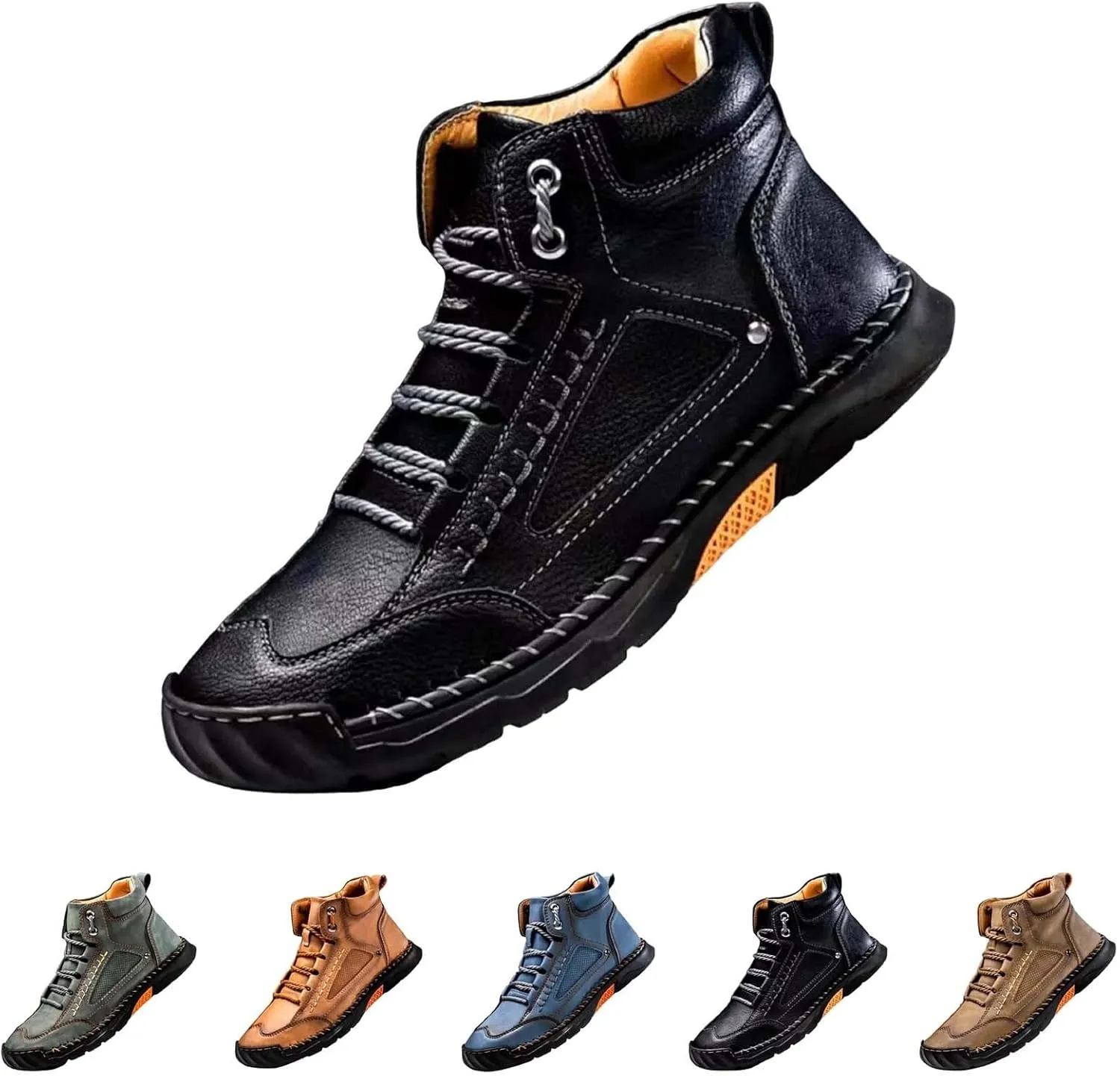Sawbehind Mens Boots Comfortable Arch Support Handmade Waterproof Boots Casual Lightweight Hiking Outdoor Walking Sneakers