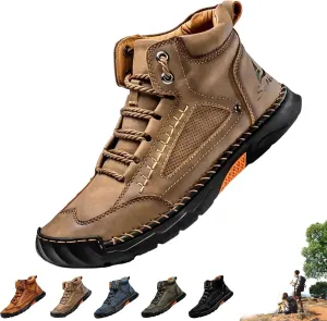 Sawbehind Mens Boots, Sawbehind Men's Comfortable Handmade Leather Boots, Waterproof, Arch Support, Spacious Toe Box Outdoor Leather Shoes
