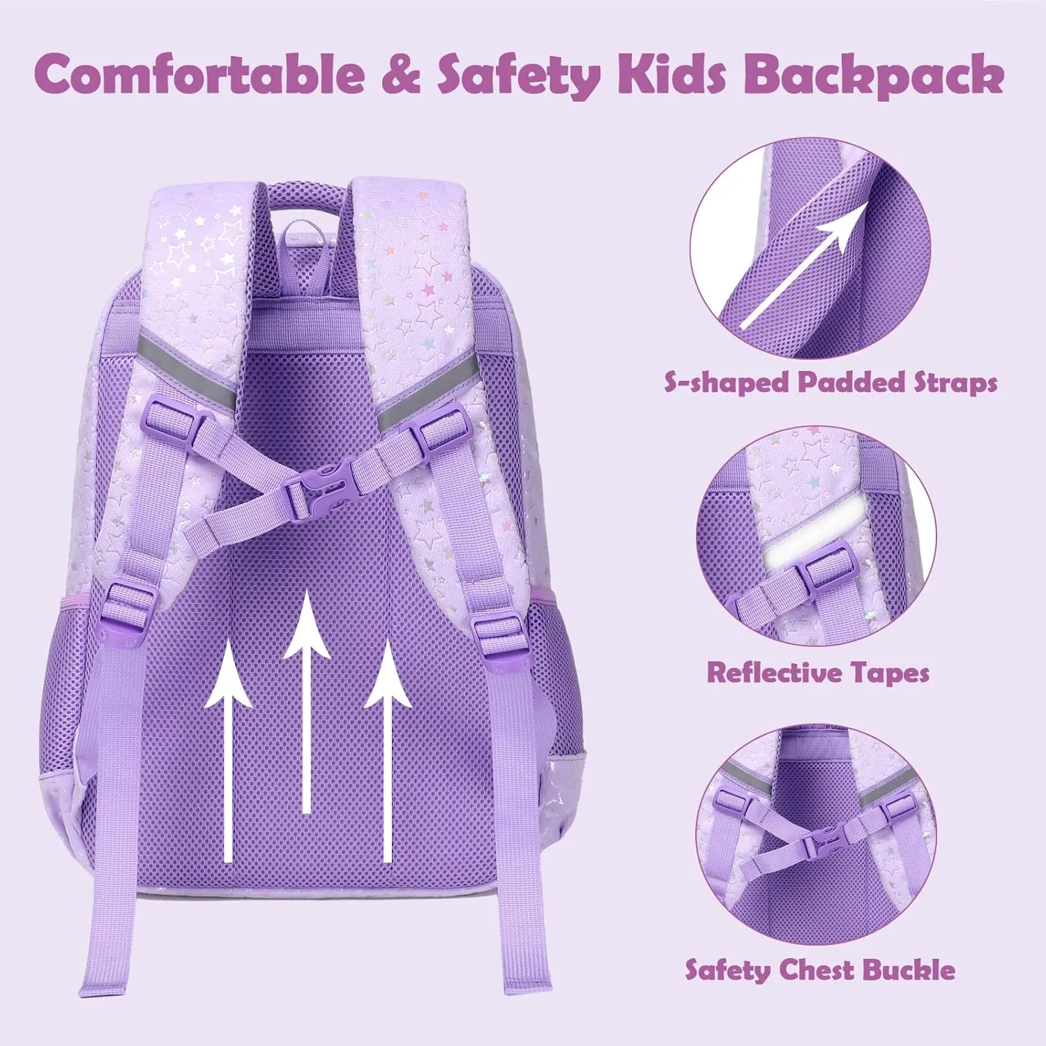 School Backpack for Girls, 3PCS Backpack Set with Lunch Box Pencil Case for Preschool Elementary High School Kids Teens