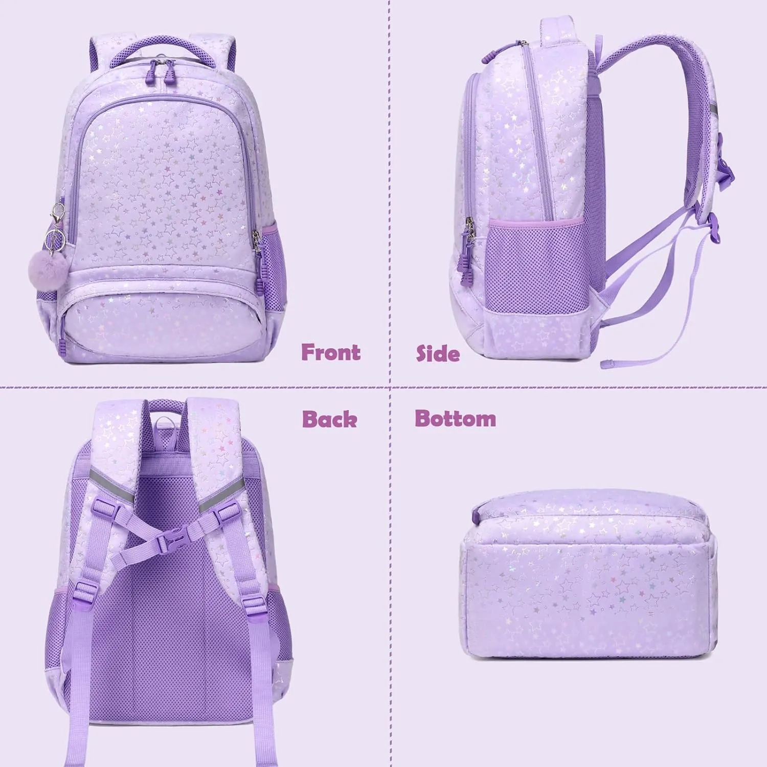 School Backpack for Girls, 3PCS Backpack Set with Lunch Box Pencil Case for Preschool Elementary High School Kids Teens