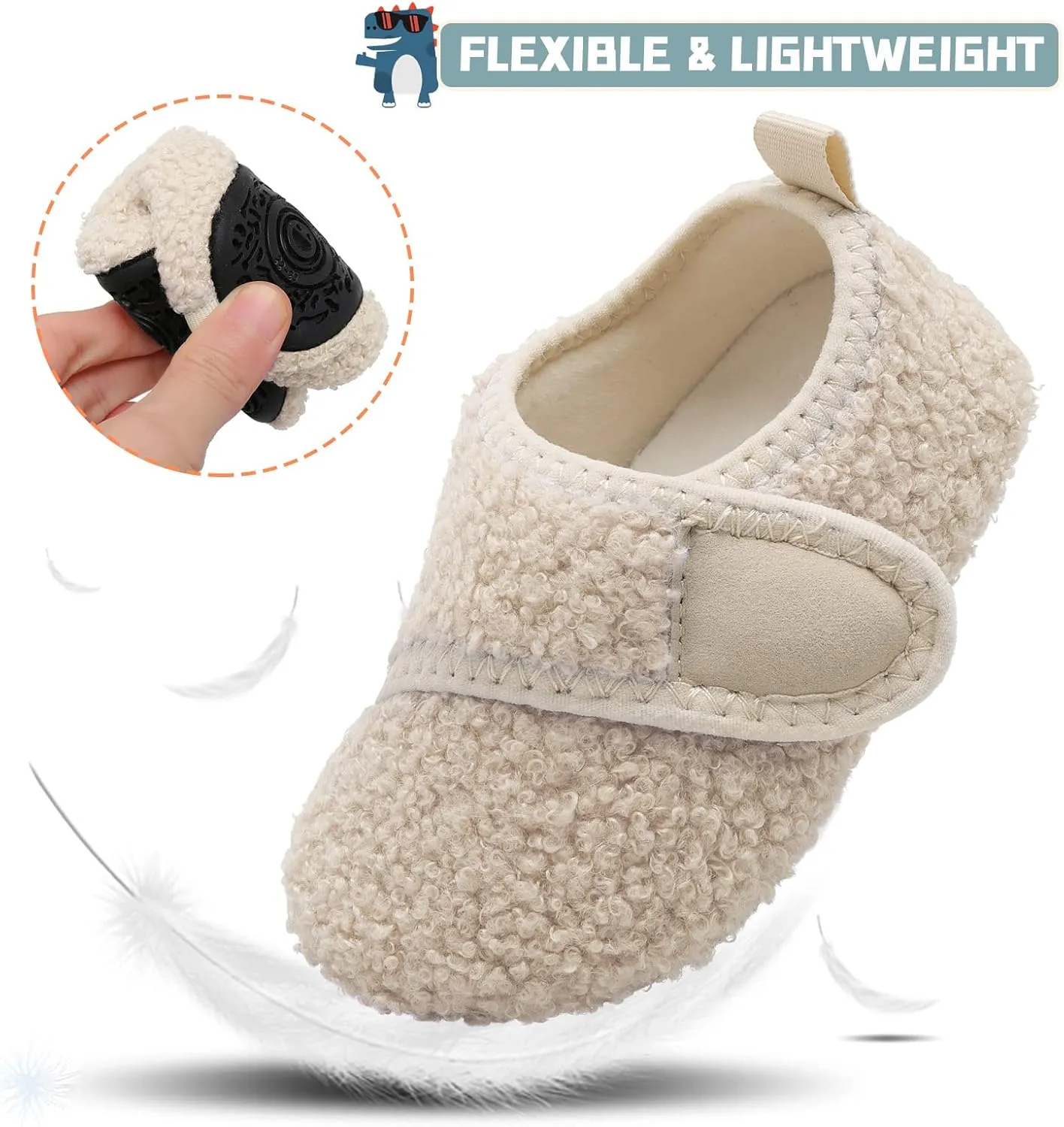 Scurtain Toddler Warm Winter House Slippers Baby Boys Girls Indoor Home Slippers Cozy Lightweight Non-Slip Shoes For Infant Kids Plush Linned
