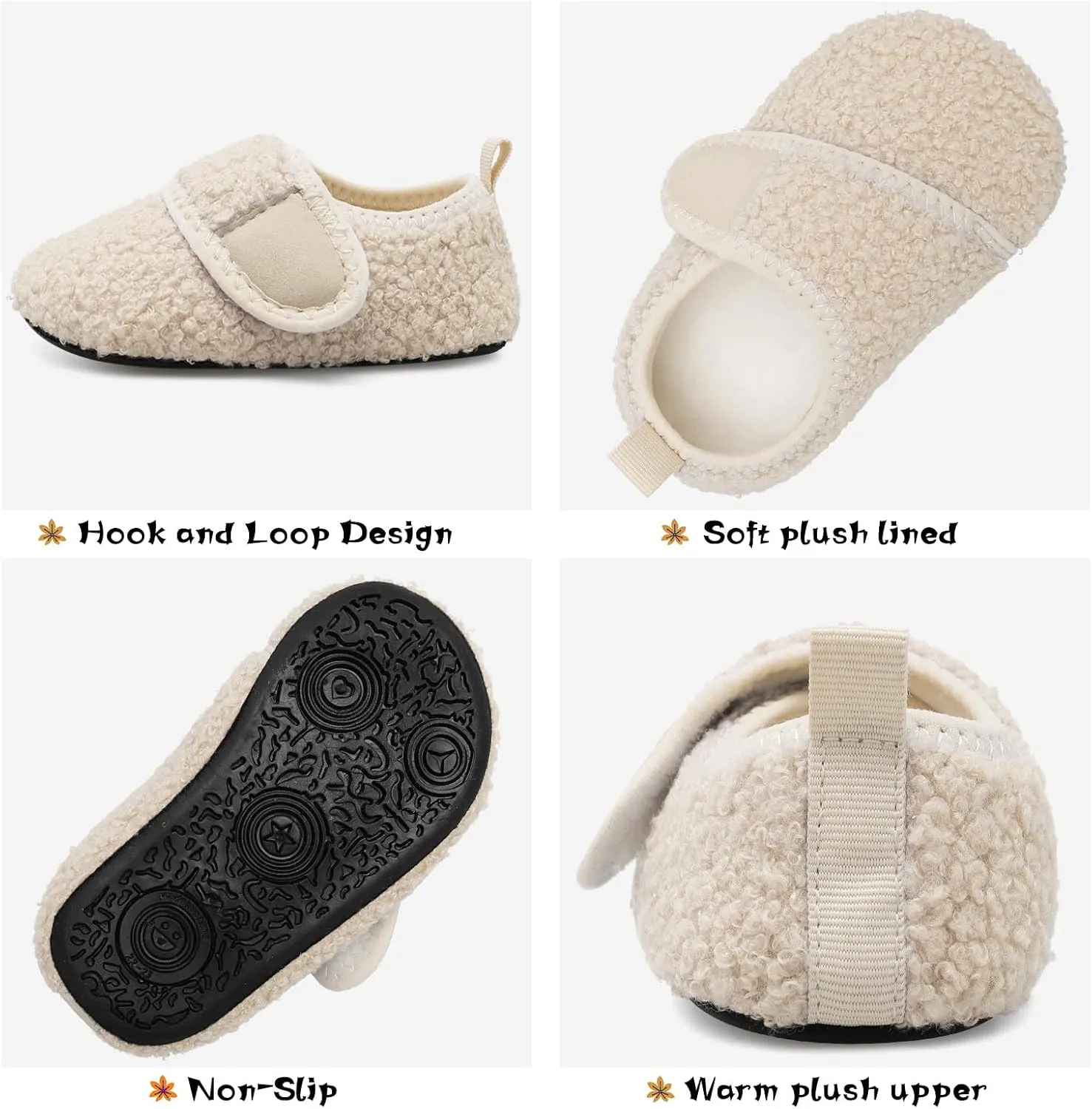 Scurtain Toddler Warm Winter House Slippers Baby Boys Girls Indoor Home Slippers Cozy Lightweight Non-Slip Shoes For Infant Kids Plush Linned