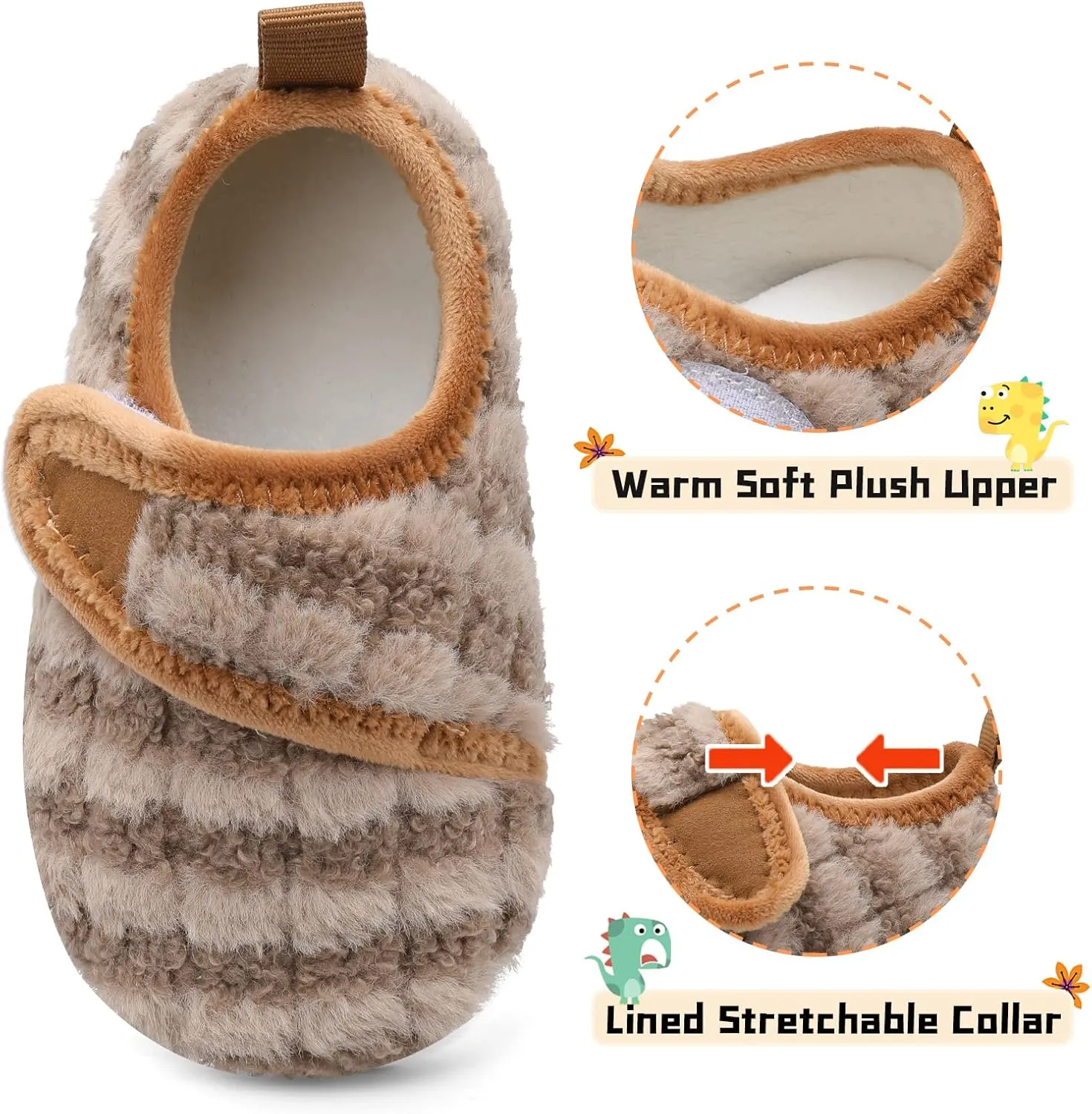 Scurtain Toddler Warm Winter House Slippers Baby Boys Girls Indoor Home Slippers Cozy Lightweight Non-Slip Shoes For Infant Kids Plush Linned
