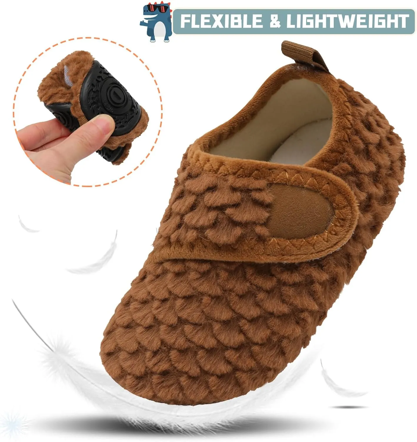 Scurtain Toddler Warm Winter House Slippers Baby Boys Girls Indoor Home Slippers Cozy Lightweight Non-Slip Shoes For Infant Kids Plush Linned