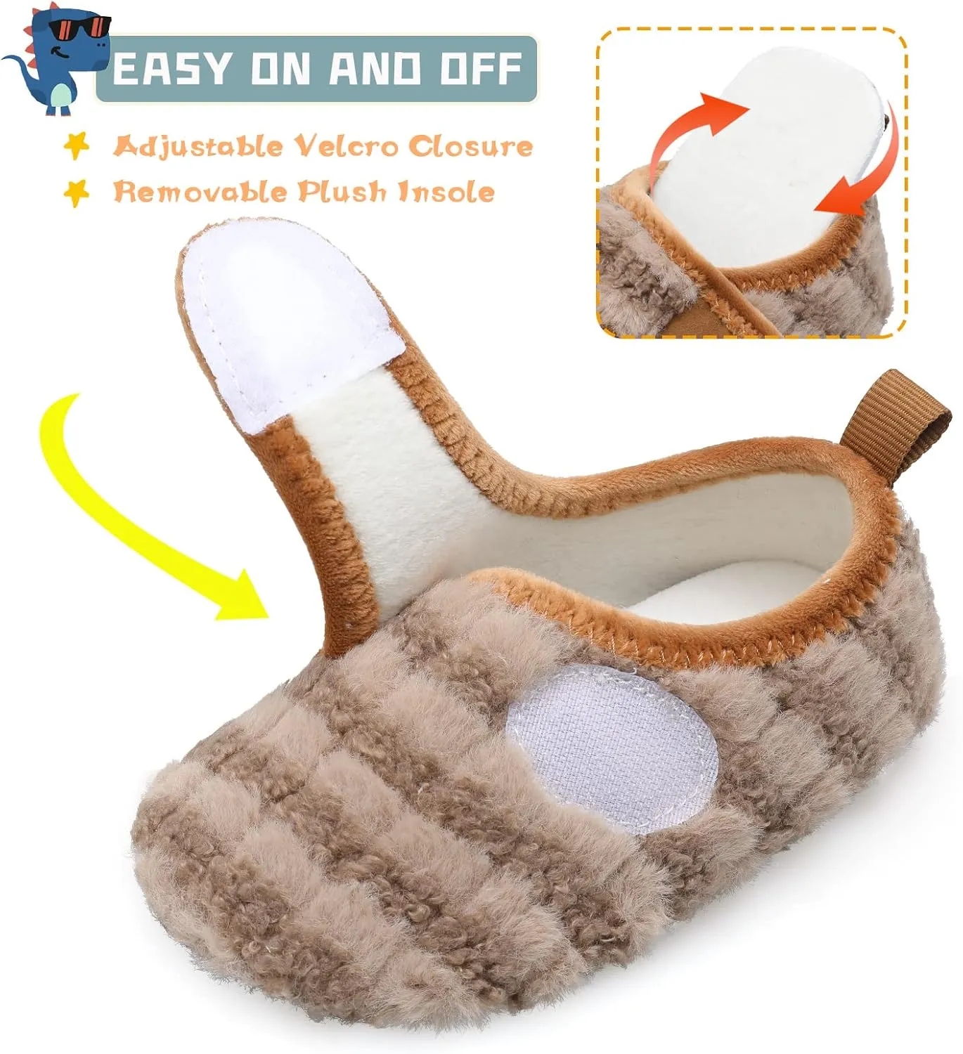 Scurtain Toddler Warm Winter House Slippers Baby Boys Girls Indoor Home Slippers Cozy Lightweight Non-Slip Shoes For Infant Kids Plush Linned