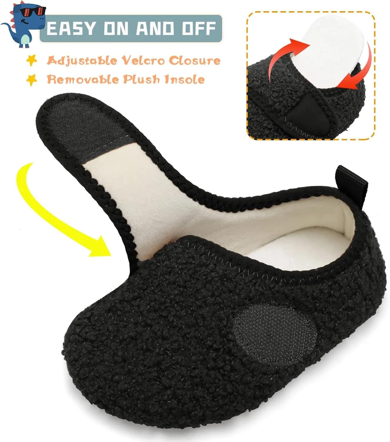 Scurtain Toddler Warm Winter House Slippers Baby Boys Girls Indoor Home Slippers Cozy Lightweight Non-Slip Shoes For Infant Kids Plush Linned