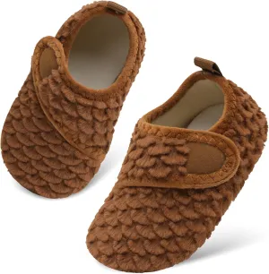 Scurtain Toddler Warm Winter House Slippers Baby Boys Girls Indoor Home Slippers Cozy Lightweight Non-Slip Shoes For Infant Kids Plush Linned