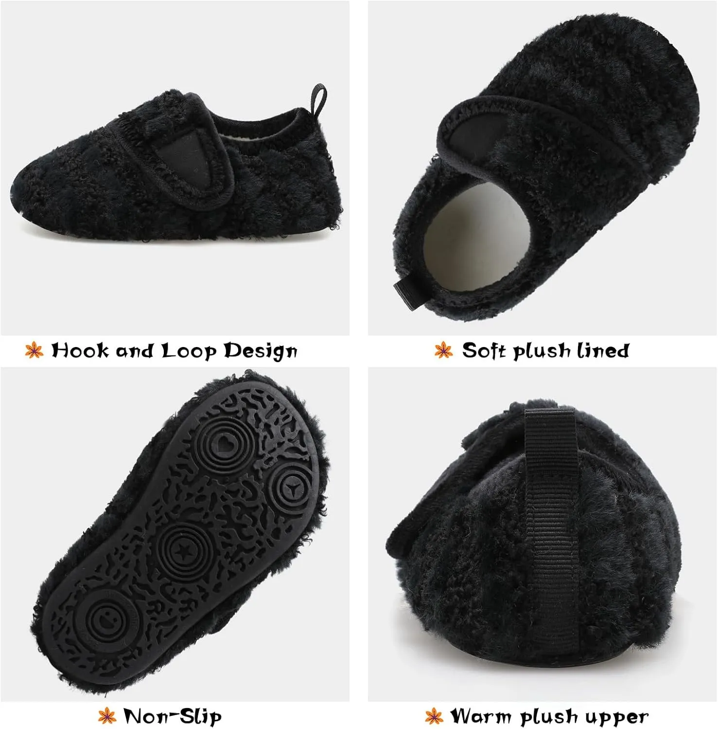 Scurtain Toddler Warm Winter House Slippers Baby Boys Girls Indoor Home Slippers Cozy Lightweight Non-Slip Shoes For Infant Kids Plush Linned